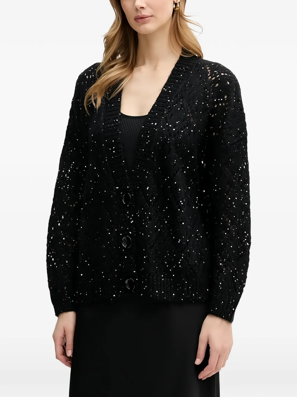 Benetton button-down embellished cardigan - Nero