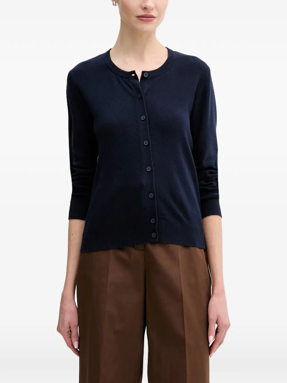 Benetton cardigan en maille à boutonnière - Bleu