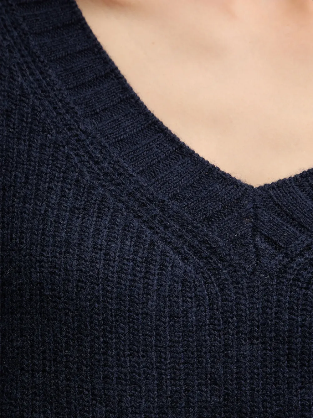 Benetton V-neck ribbed sweater Blauw