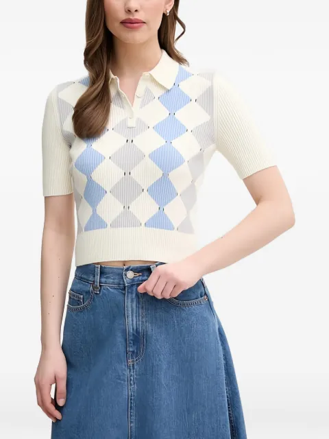 Benetton argyle polo top