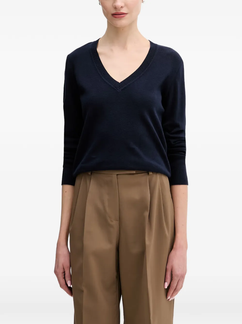 Benetton pull à col v - Bleu