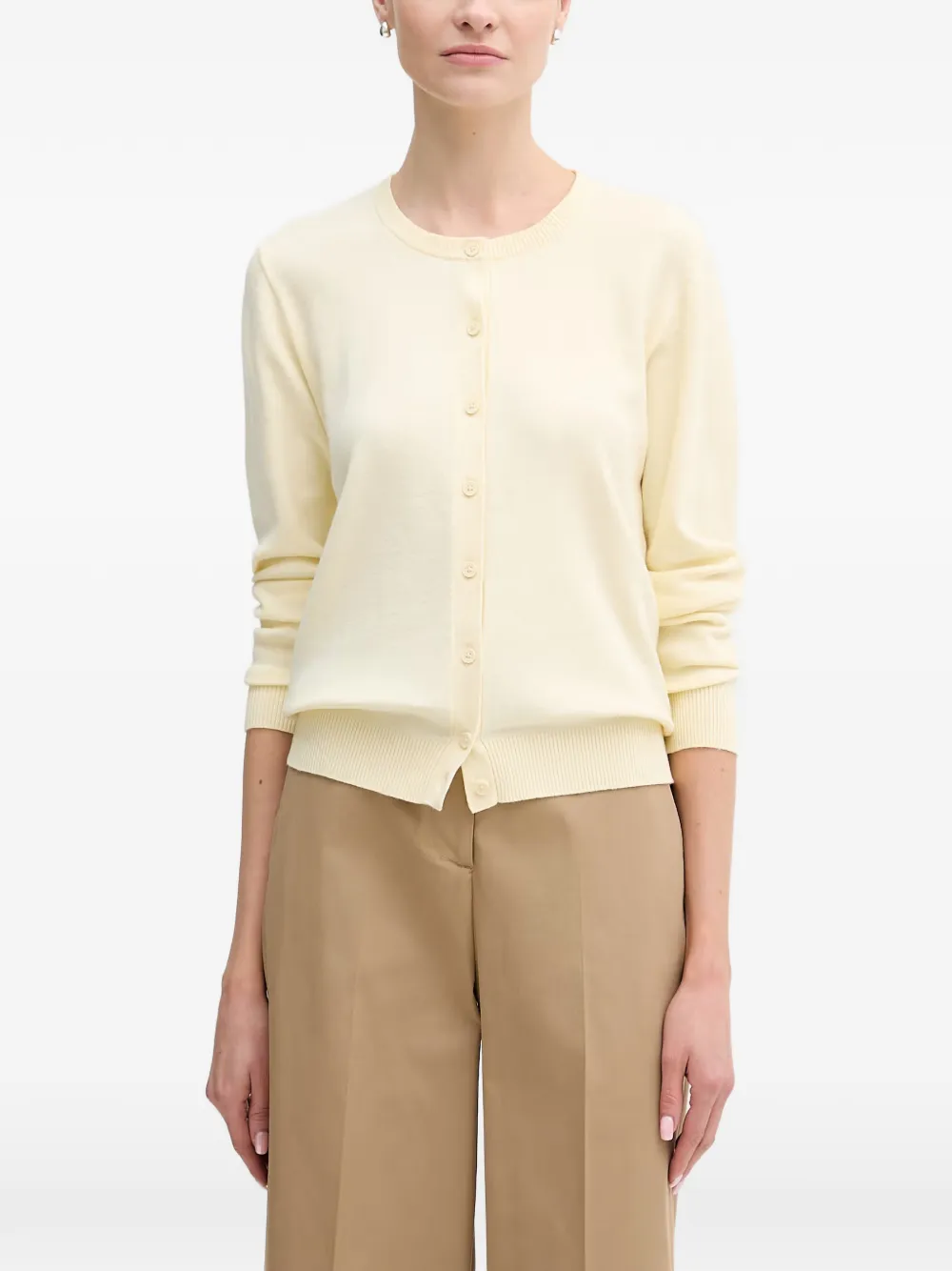 Benetton cardigan à boutonnière - Jaune