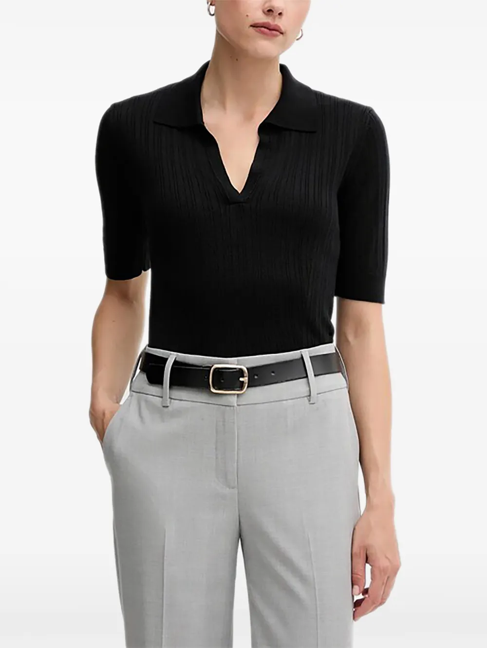 Benetton V-neck short-sleeve T-shirt - Nero