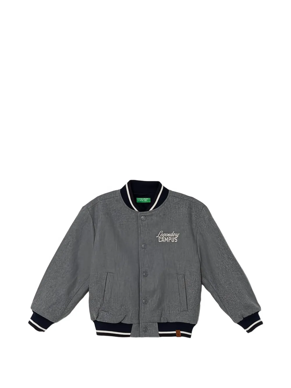 Benetton ribbed-trim snap-button jacket - Grigio