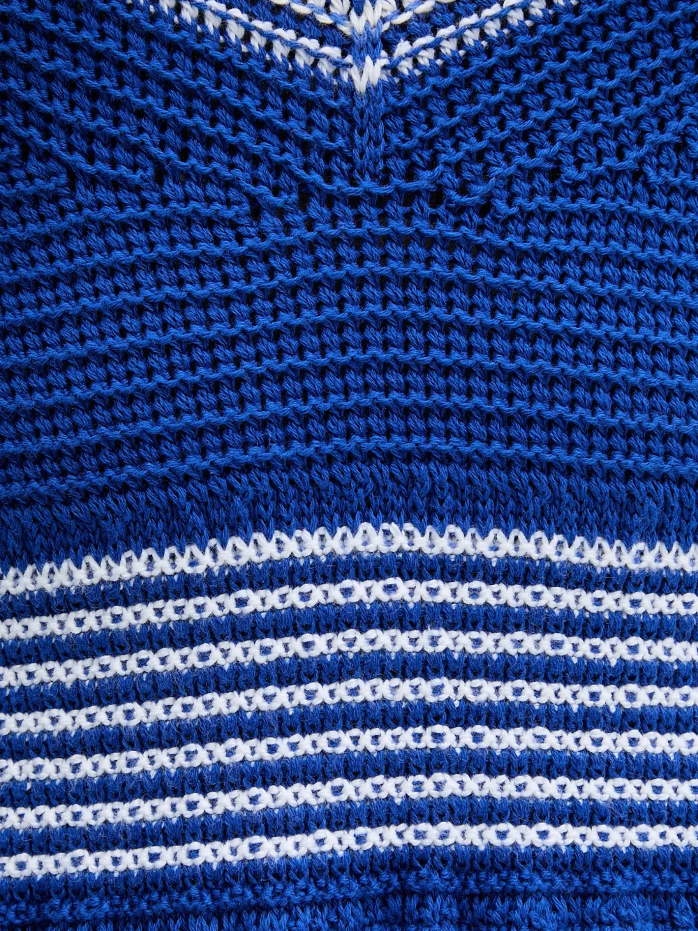 Benetton Gehaakte gestreepte midi-jurk Blauw
