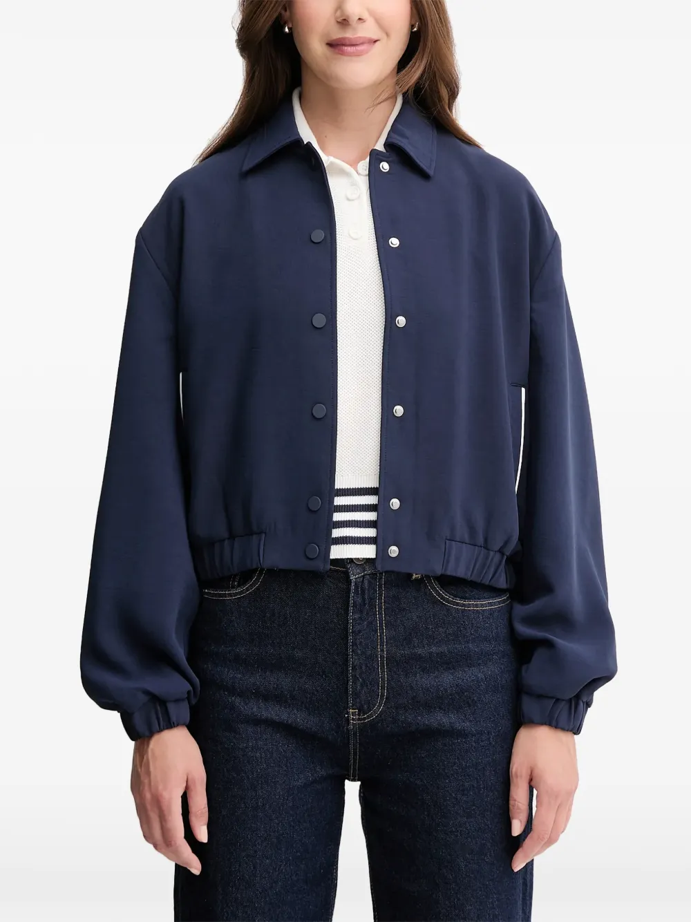 Benetton button-up cropped bomber jacket - Blau