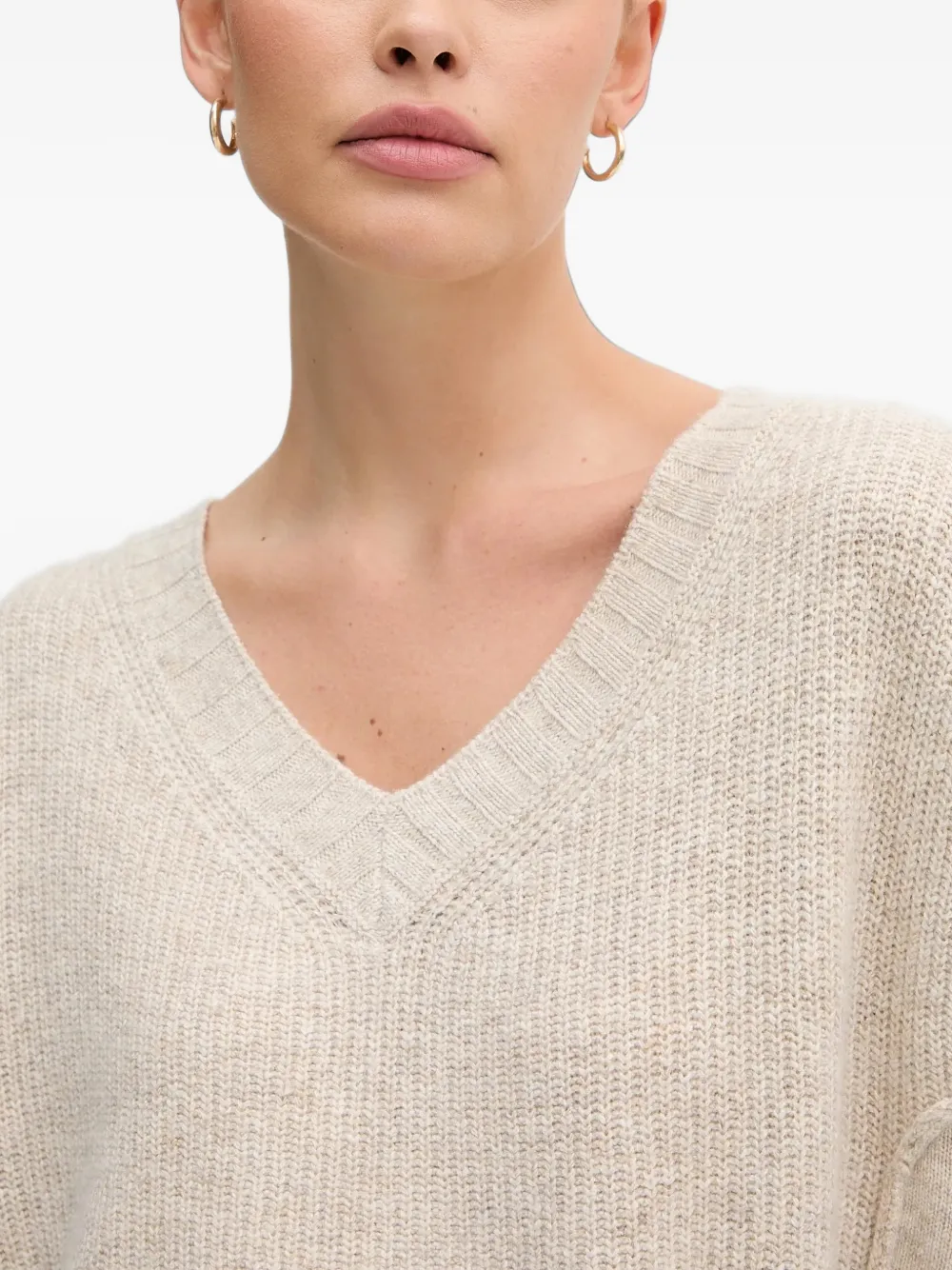 Benetton Trui met V-hals Beige