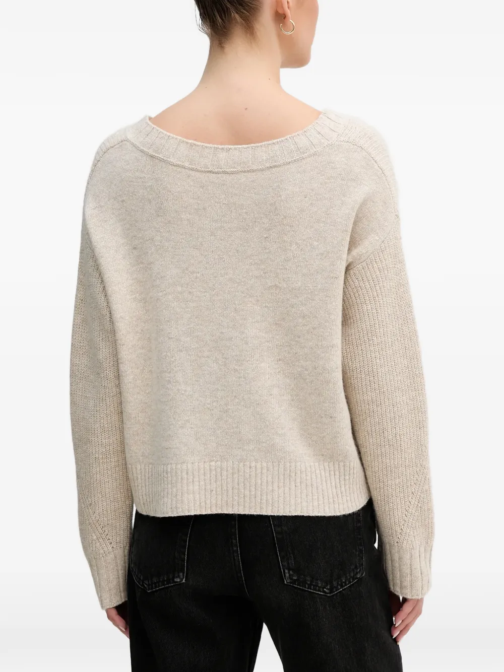 Benetton Trui met V-hals Beige
