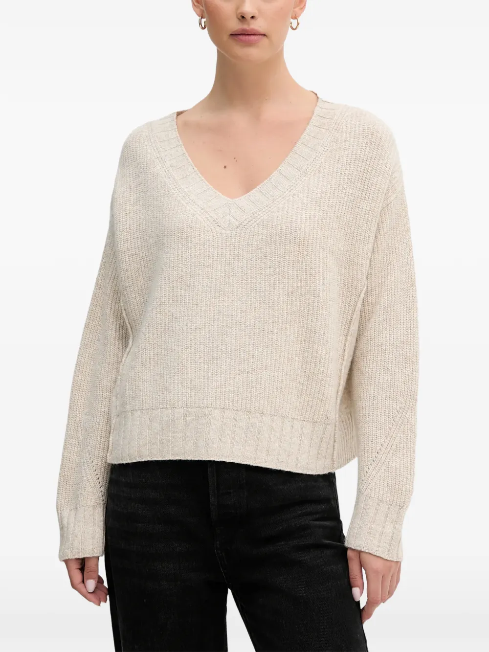 Benetton Trui met V-hals Beige