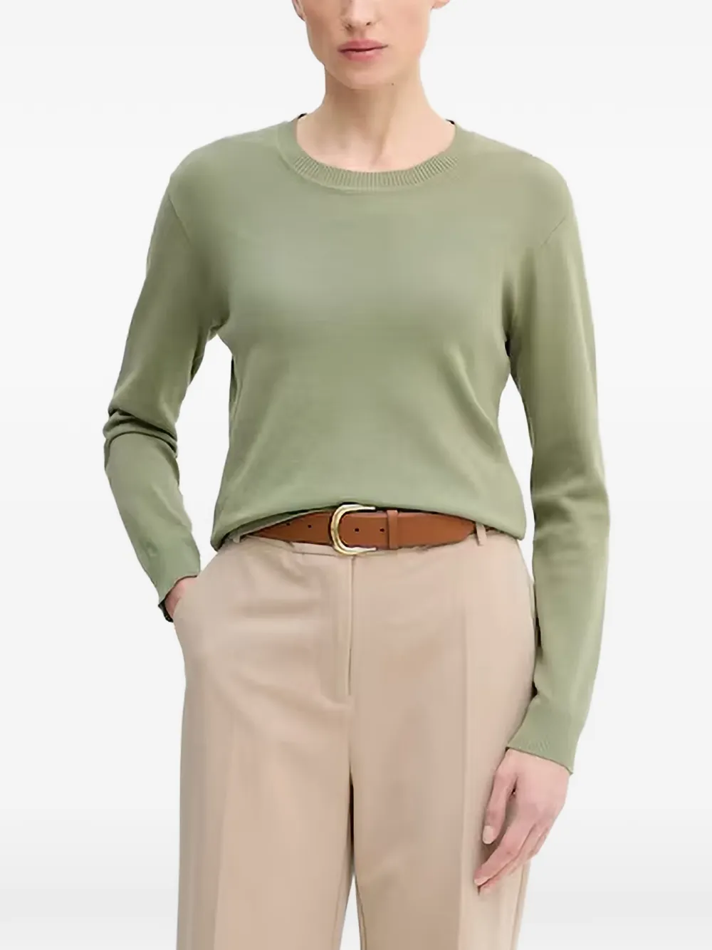 Benetton Ribbed Crewneck Sweater In Green
