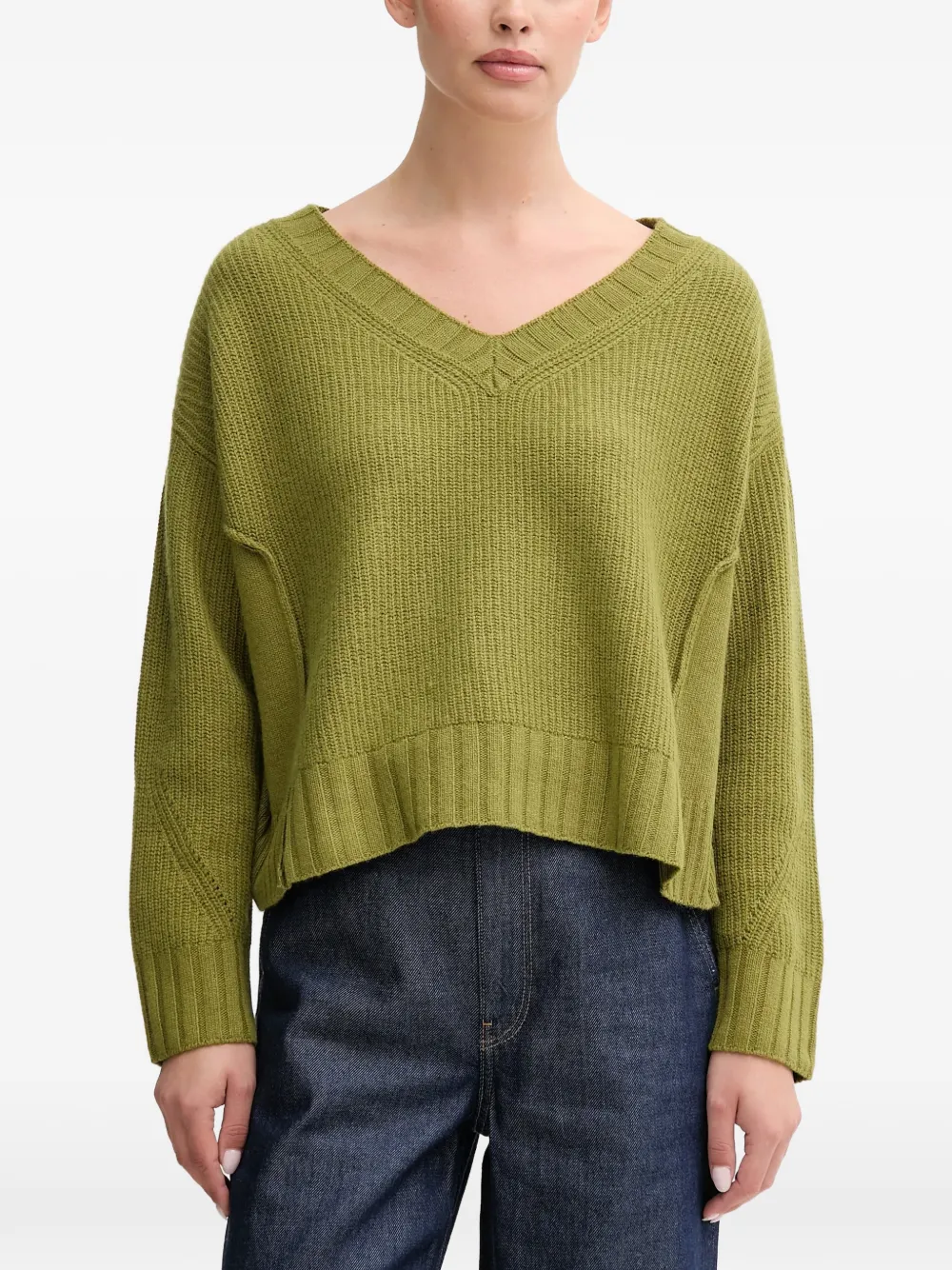 Benetton pull à col v - Vert