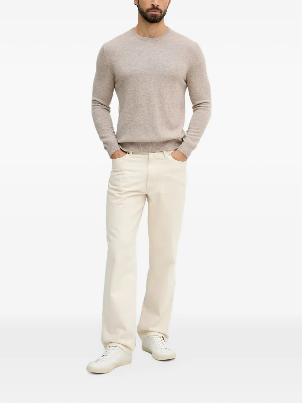 Benetton crew-neck long-sleeve sweater Beige