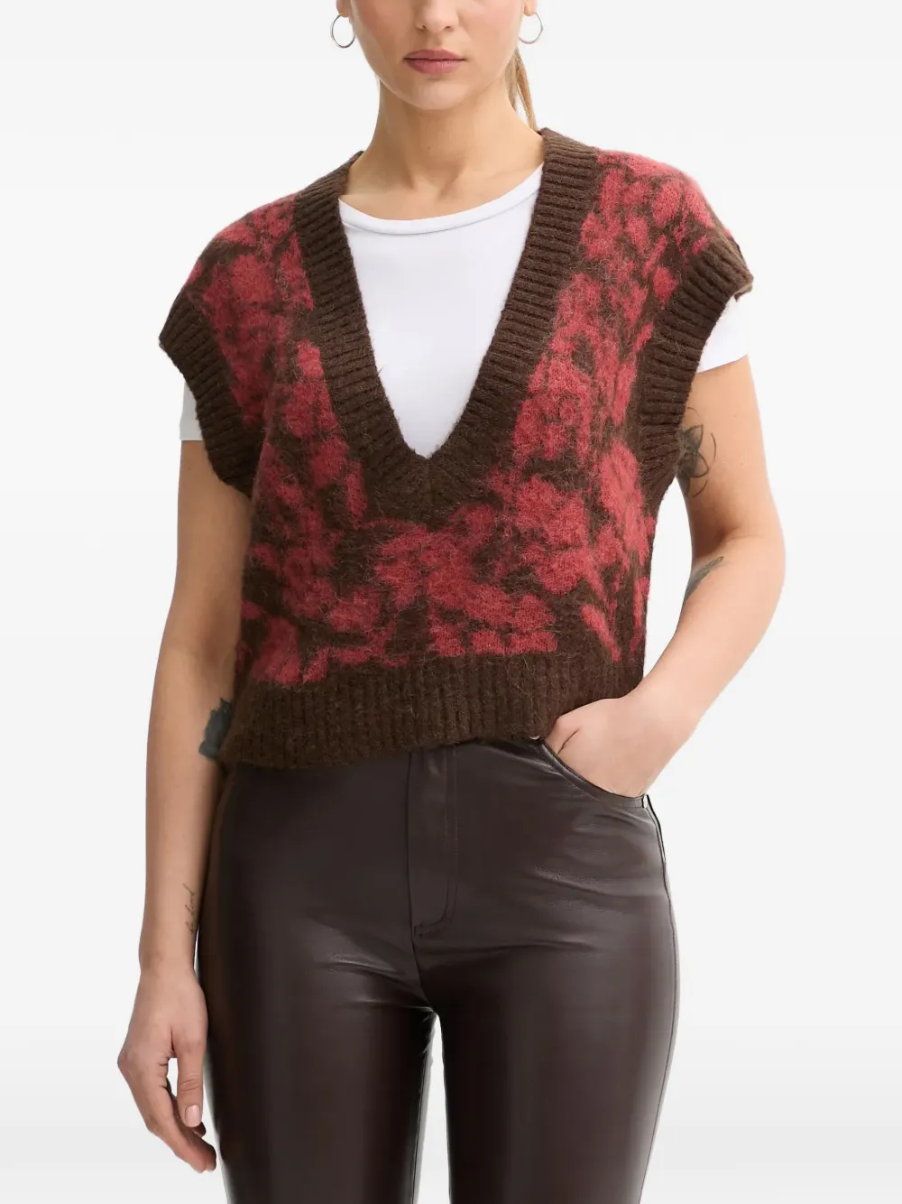 Benetton V-neck vest - Marrone