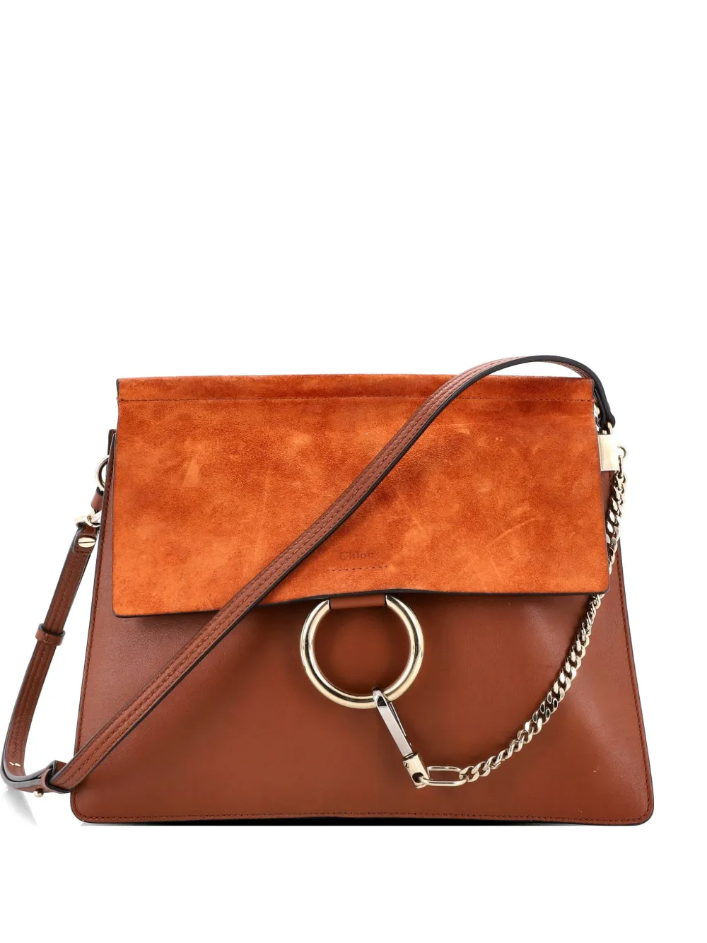 Chloé Pre-Owned Faye Leather and Suede Medium shoulder bag - Marrone
