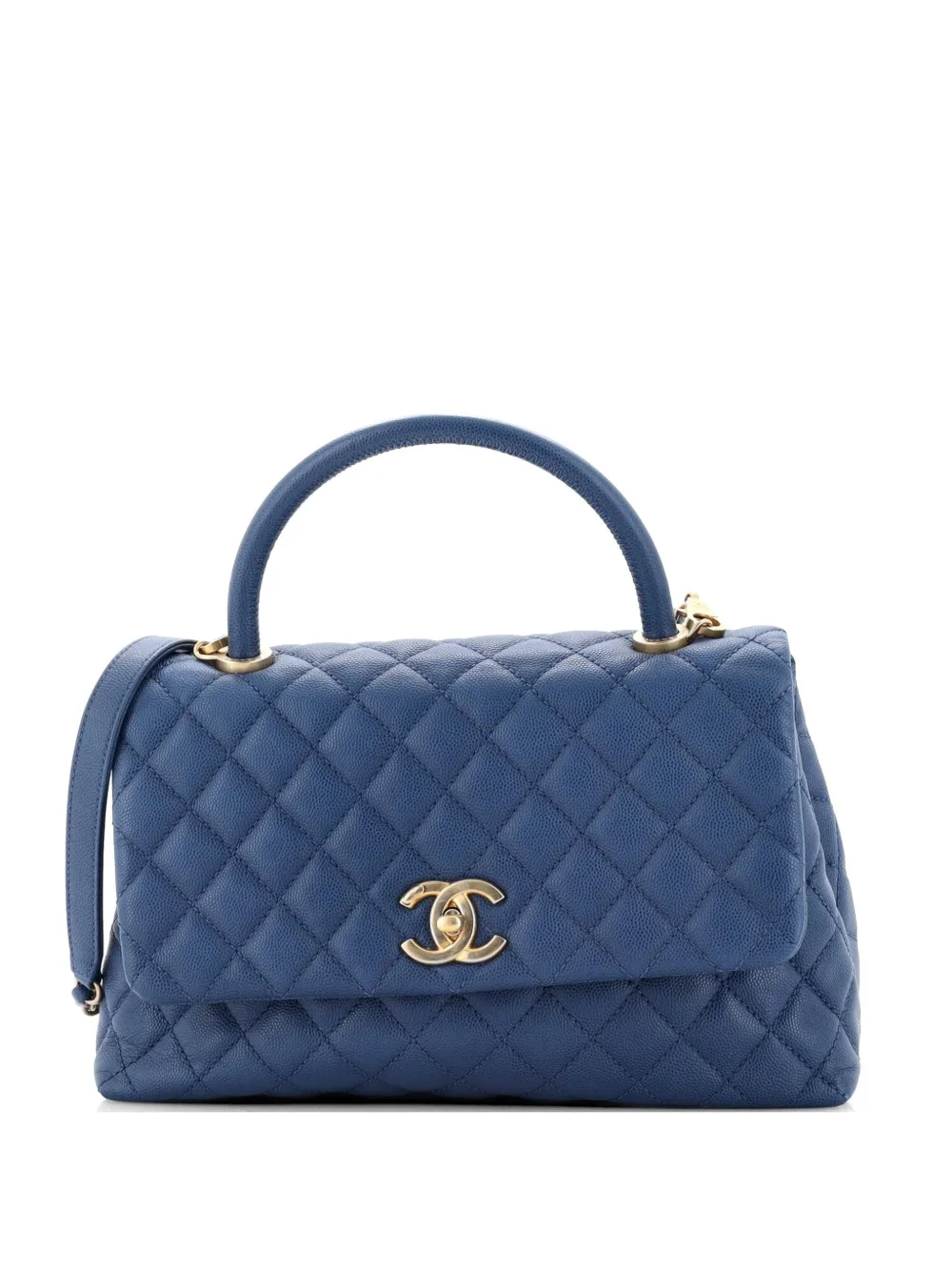 CHANEL Pre-Owned Coco Top Handle Bag Quilted Caviar Small crossbody bag - Blau