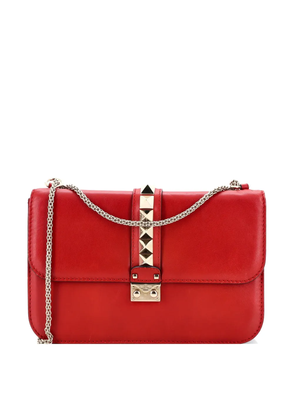 Valentino Garavani Pre-Owned Glam Lock Leather Large shoulder bag - Rosso