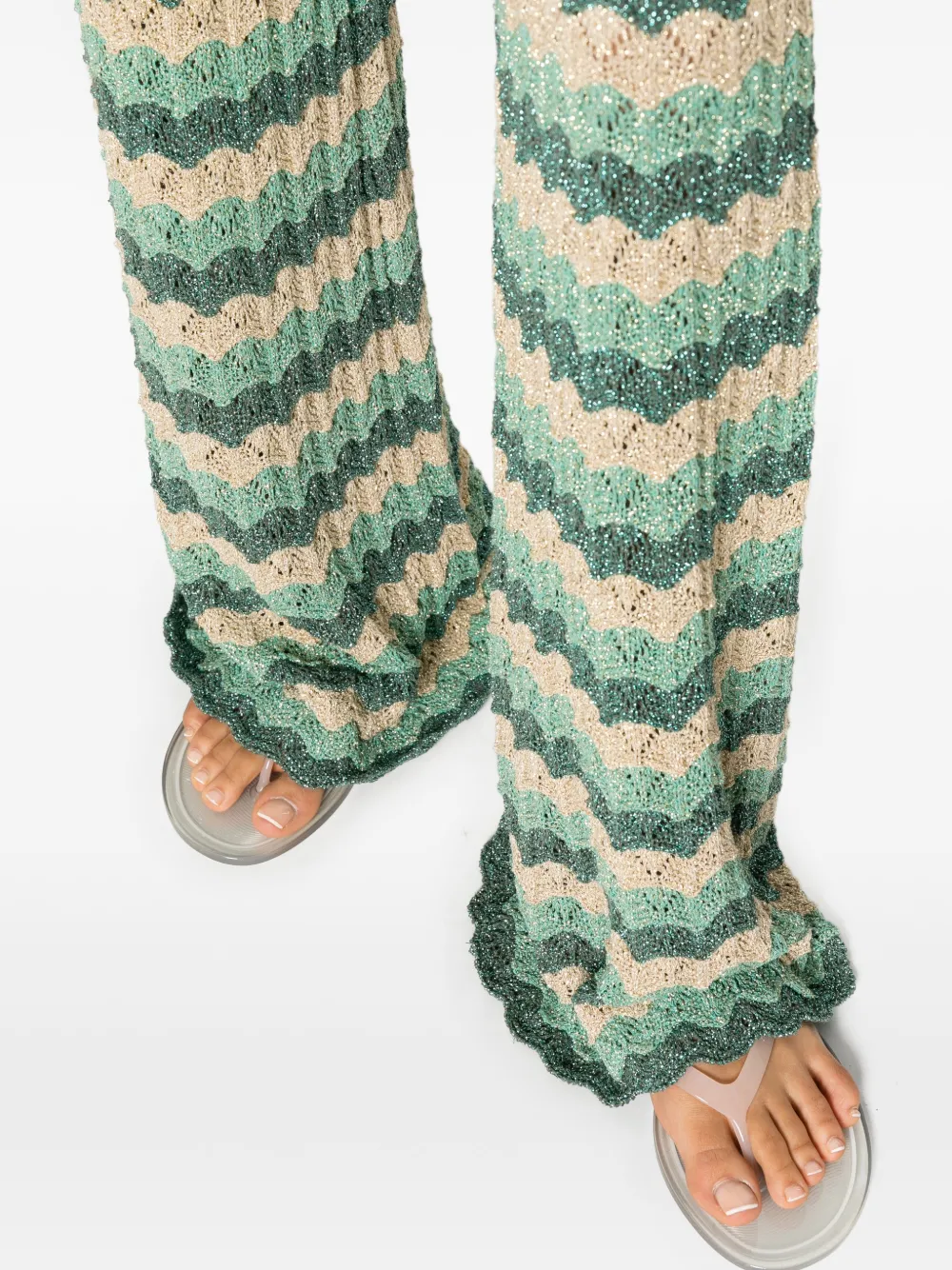 DIXIE Broek met chevron patroon Groen