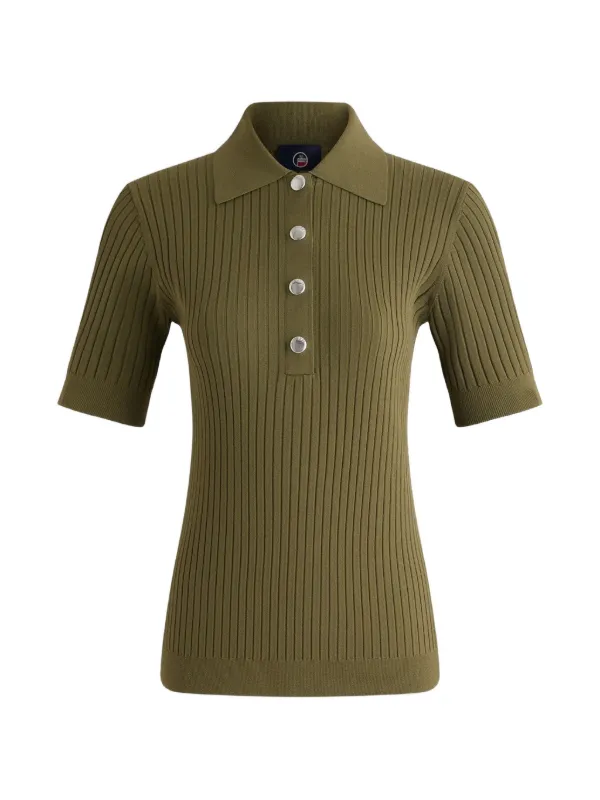 Fusalp Vera Ribbed Polo Shirt in Green