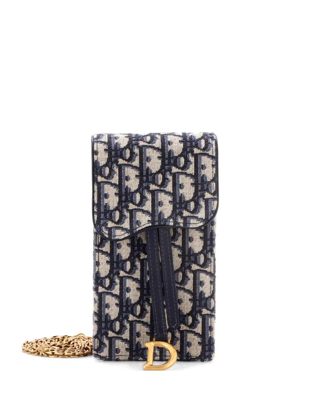 Christian Dior Pre-Owned Vertical Saddle Chain Pouch Oblique Canvas clutch bag - Blu