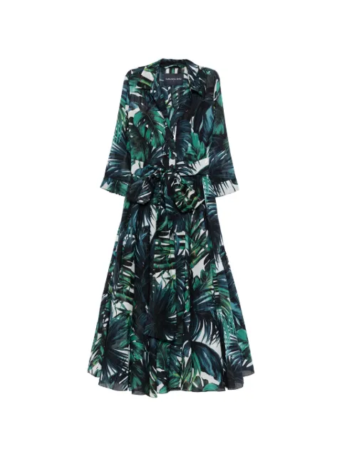 Samantha Sung Vestido midi Aster com estampa de palmeira