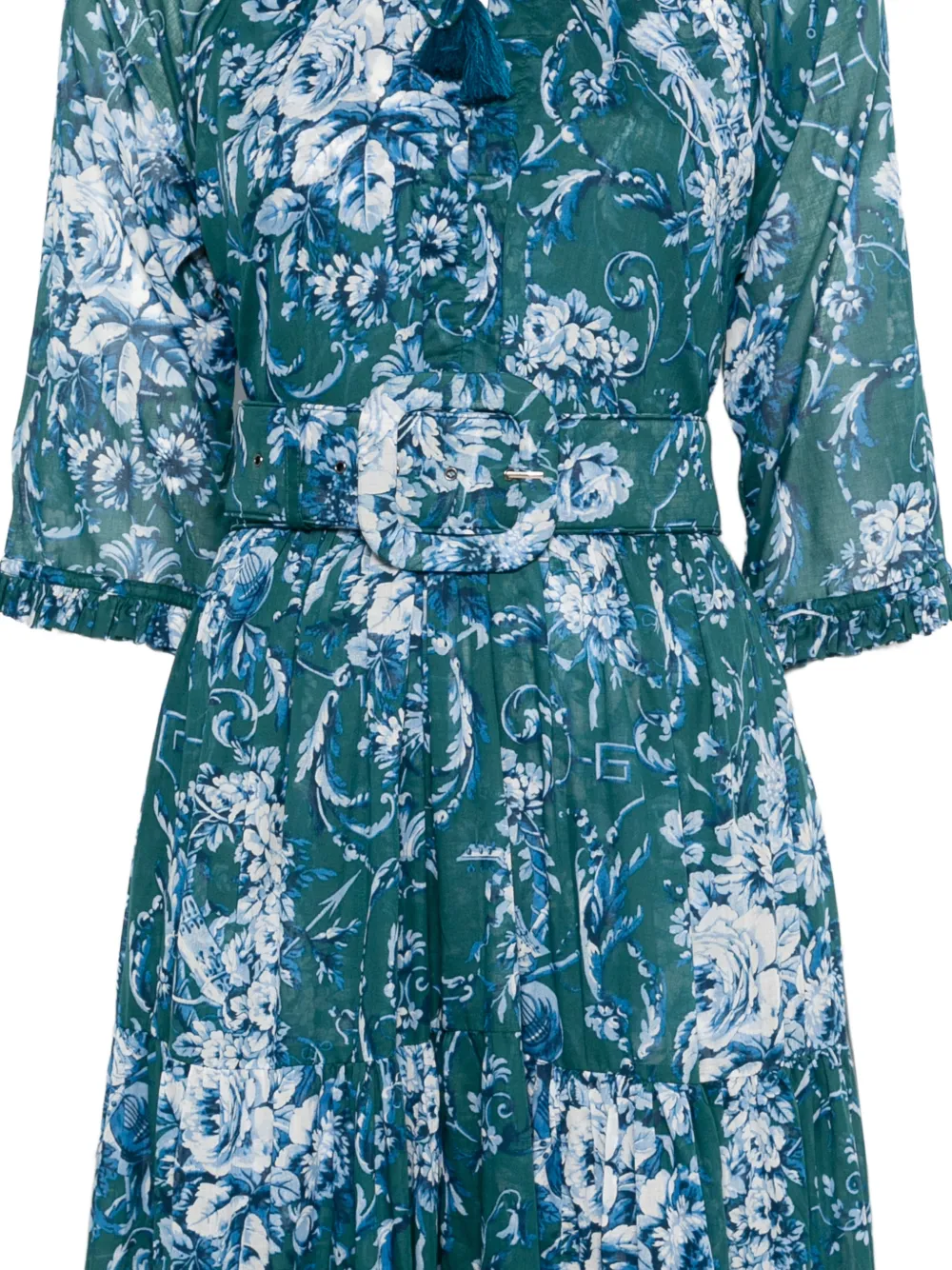 Samantha Sung Maxi-jurk met kwastje en bloemen Blauw