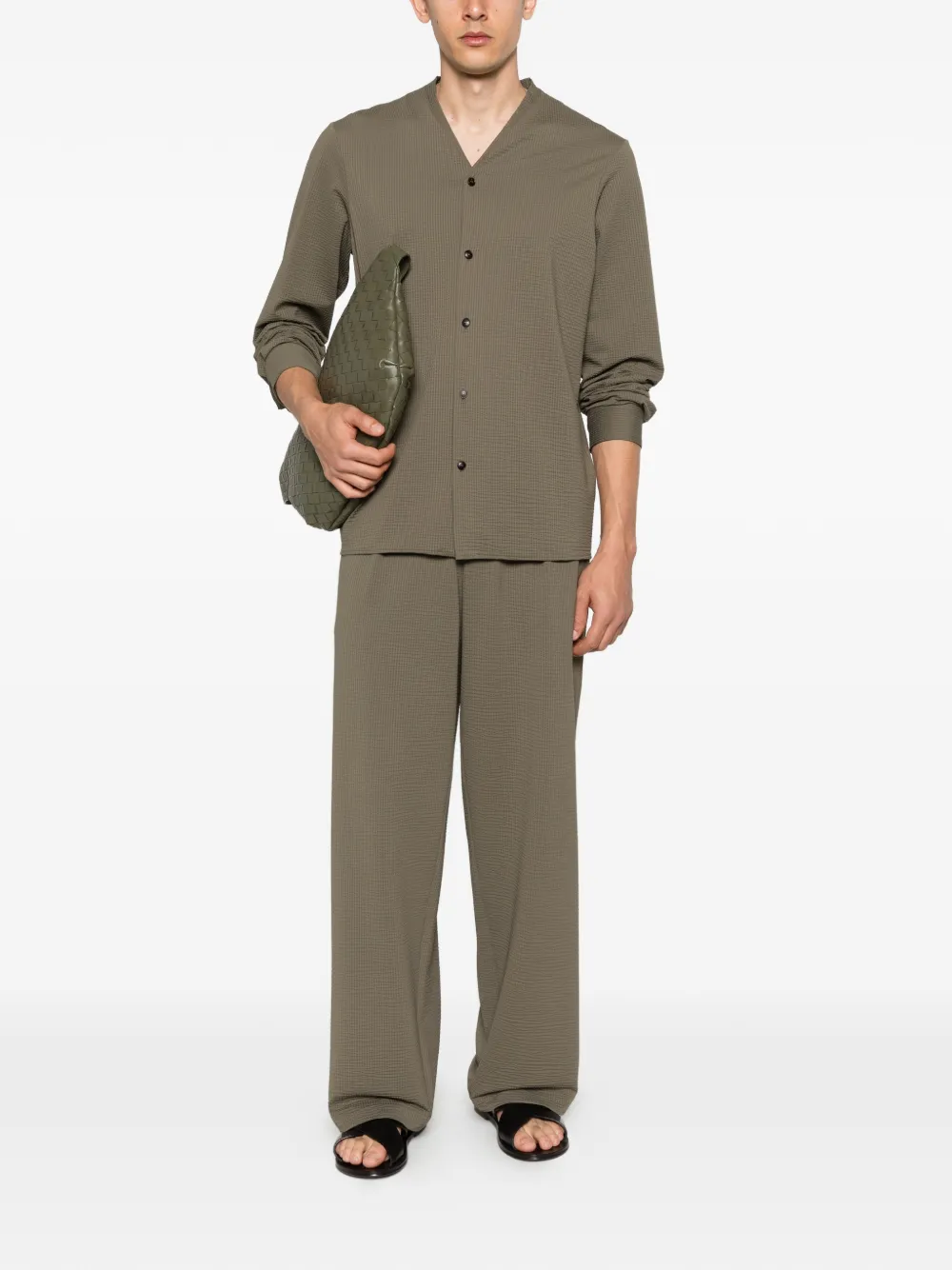 Emporio Armani Plooibroek met knoopsluiting Groen