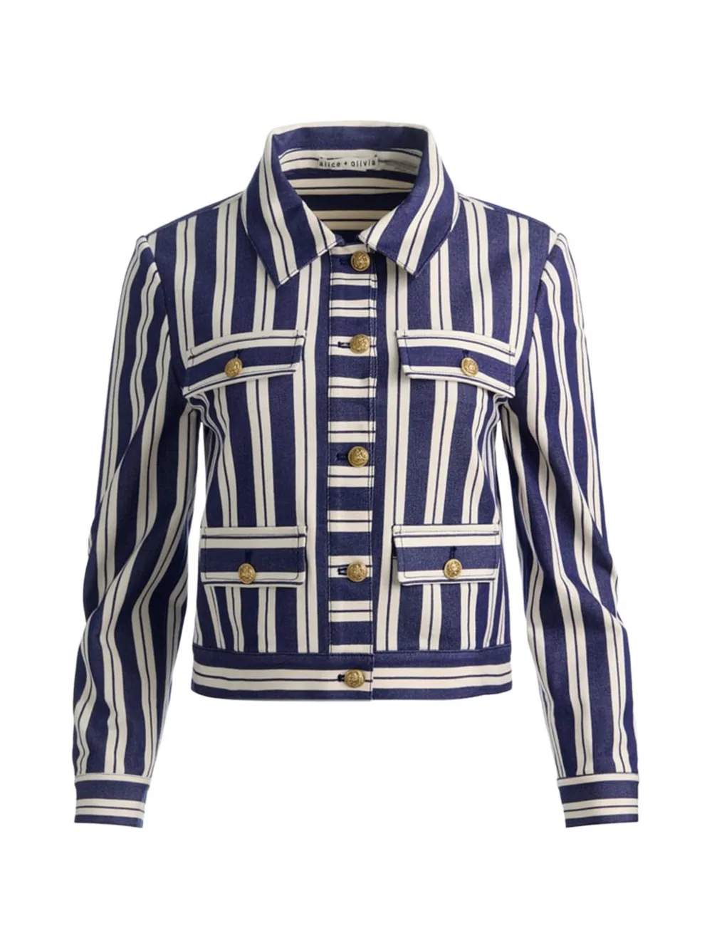 alice + olivia Alex striped boxy jacket - Blau