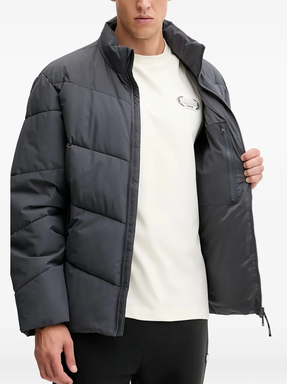 Hummel Gewatteerd jack met rits Grijs