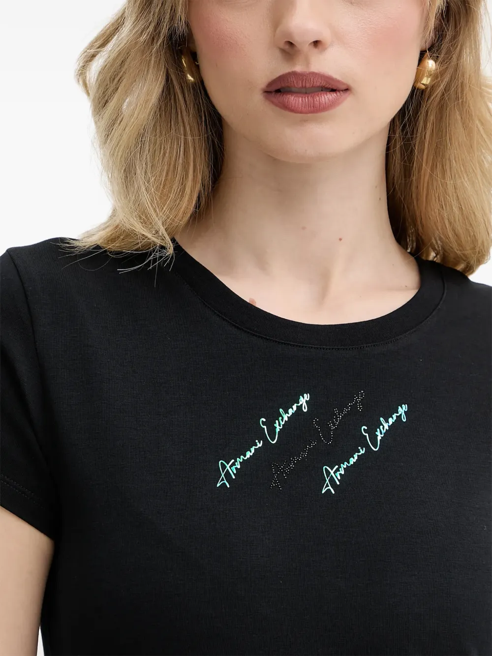 Armani Exchange logo-detail T-shirt Zwart