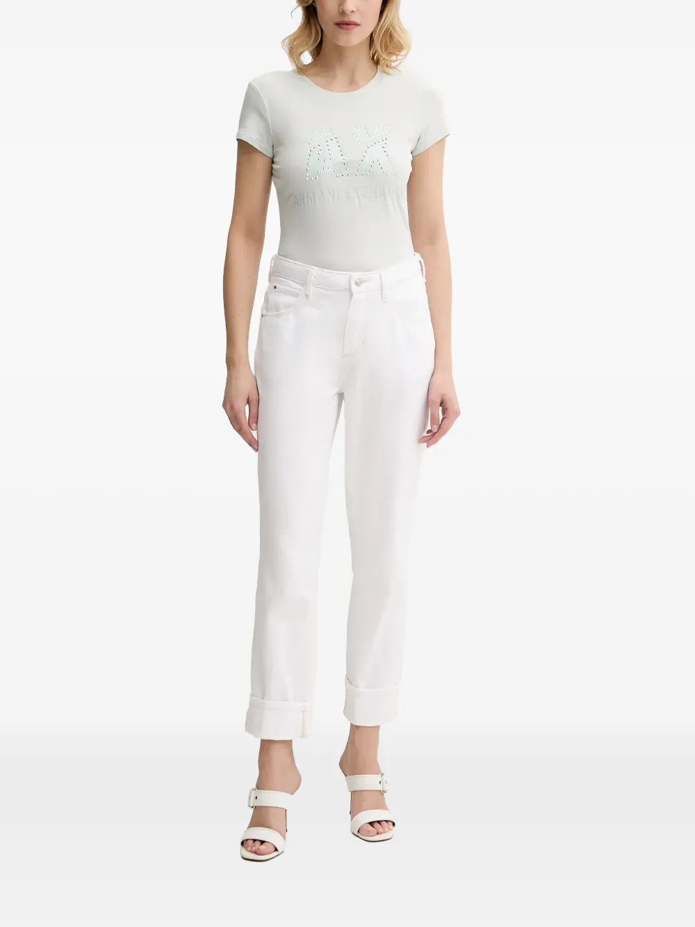 Armani Exchange Essentials embellished short-sleeve T-shirt Groen