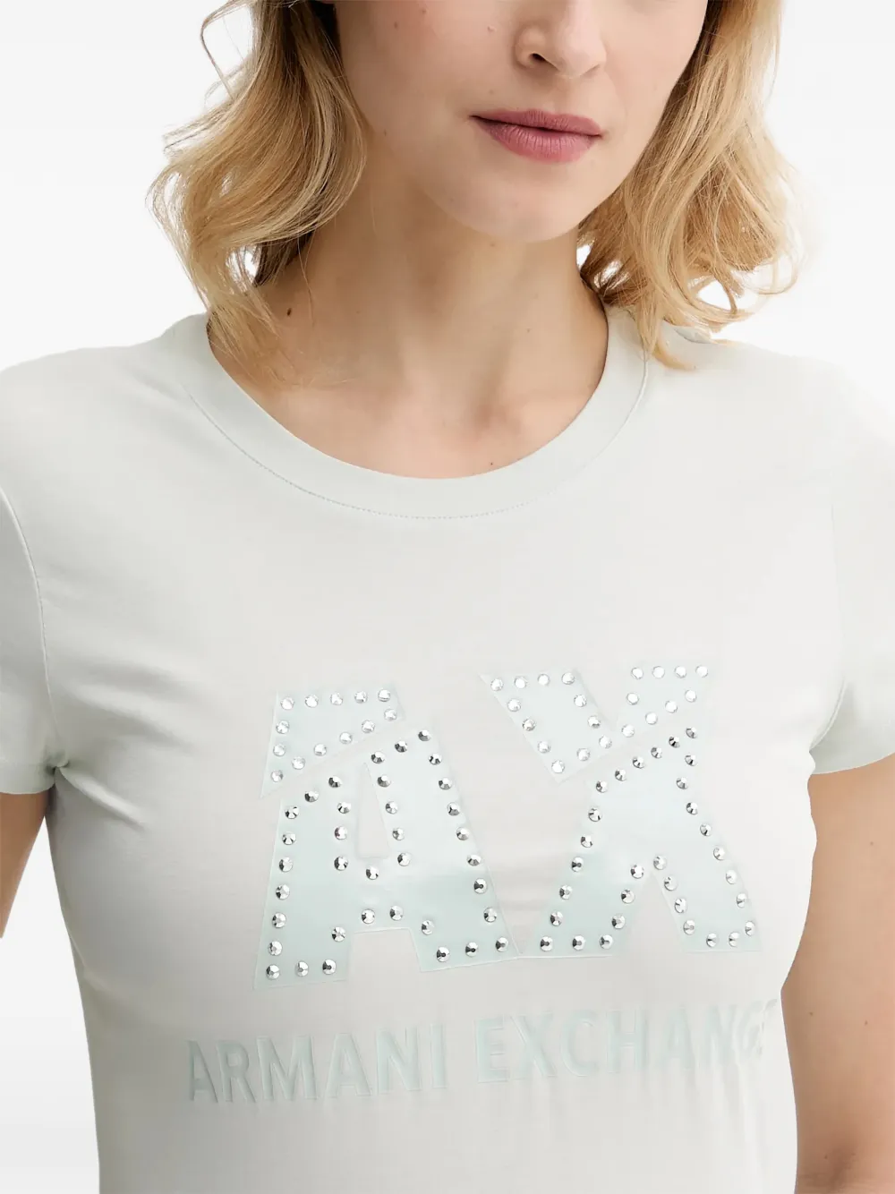 Armani Exchange Essentials embellished short-sleeve T-shirt Groen