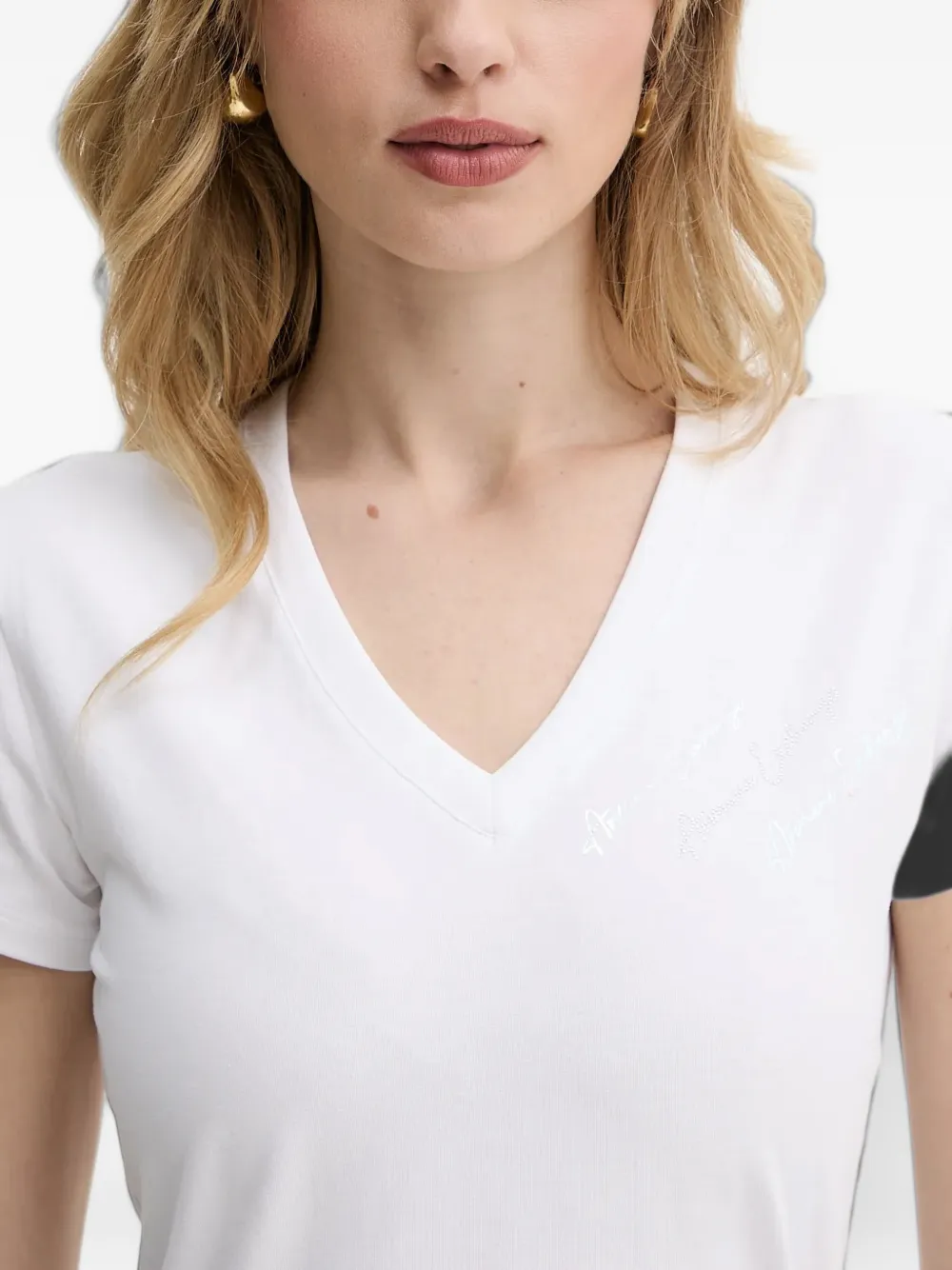 Armani Exchange T-shirt met logo van stras Wit
