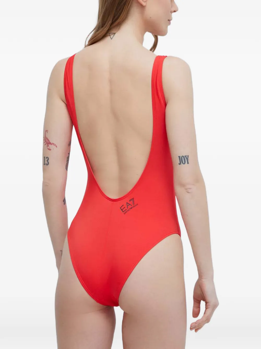 Ea7 Emporio Armani lace-up details swimsuit Rood