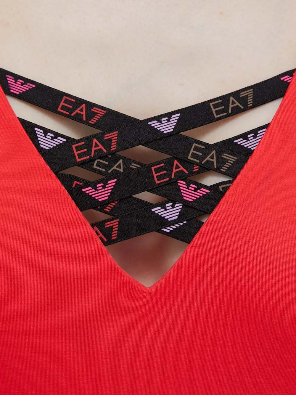 Ea7 Emporio Armani lace-up details swimsuit Rood