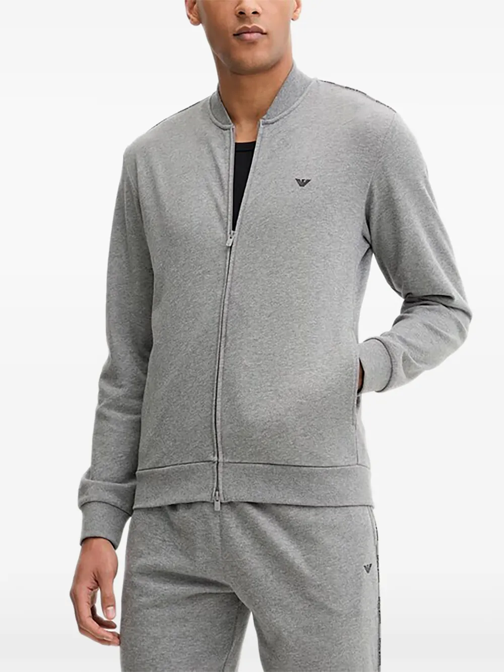 Emporio Armani logo-detail zip tracksuit - Grigio