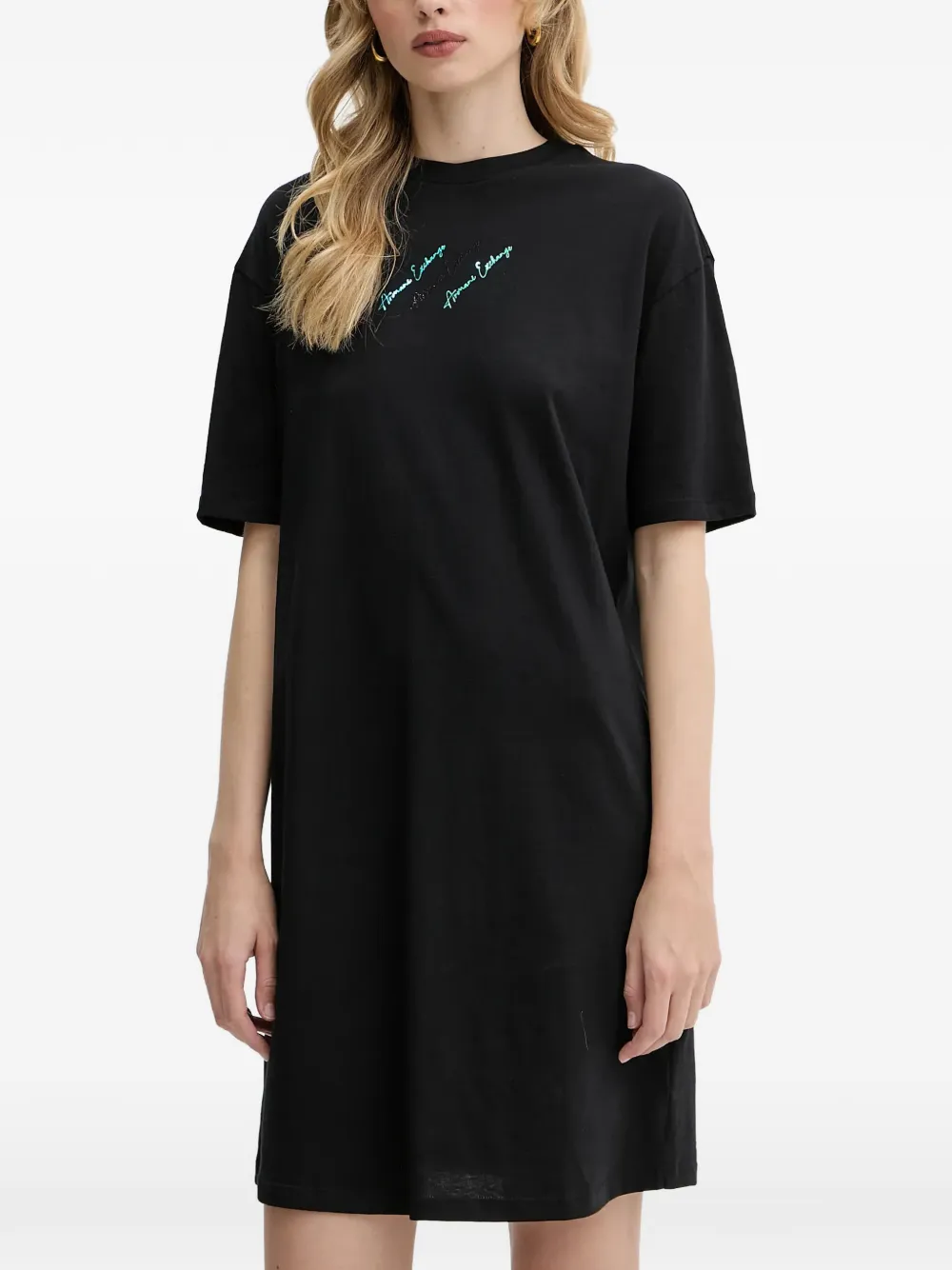 Armani Exchange logo-detail T-shirt mini dress - Nero