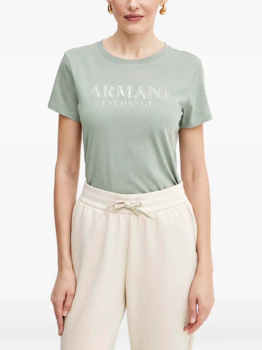 Armani Exchange T-shirt con strass - Verde