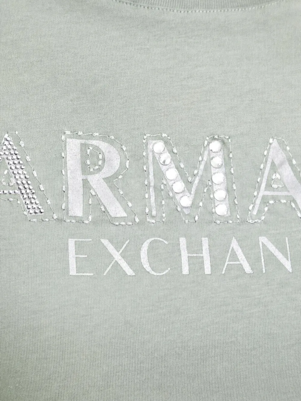 Armani Exchange T-shirt verfraaid met stras Groen