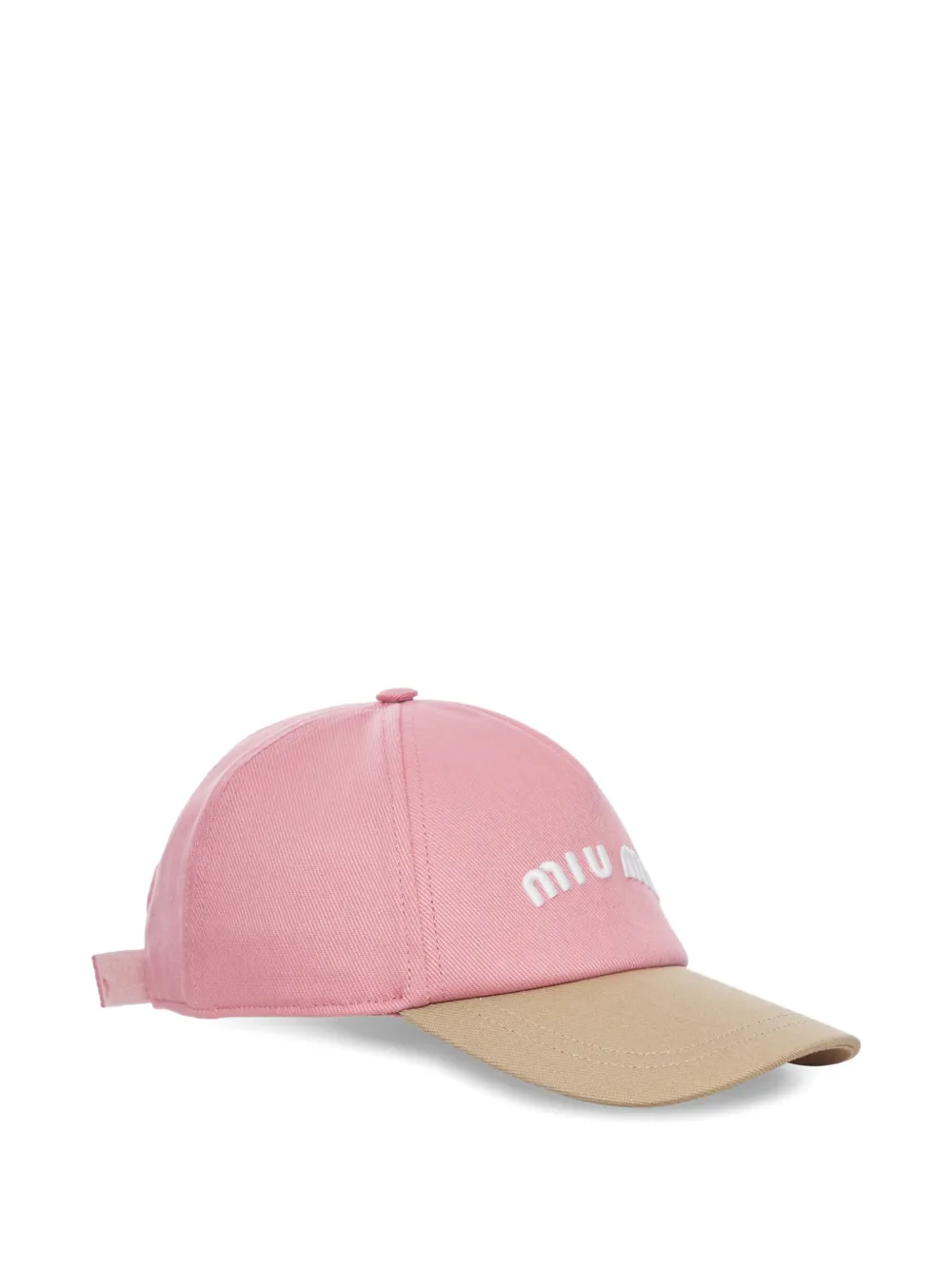  Miu Miu Drill Two-tone Logo Baseball Cap - Pink 