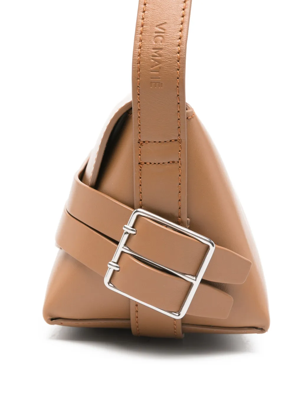 Vic Matie Leren schoudertas met gesp Beige