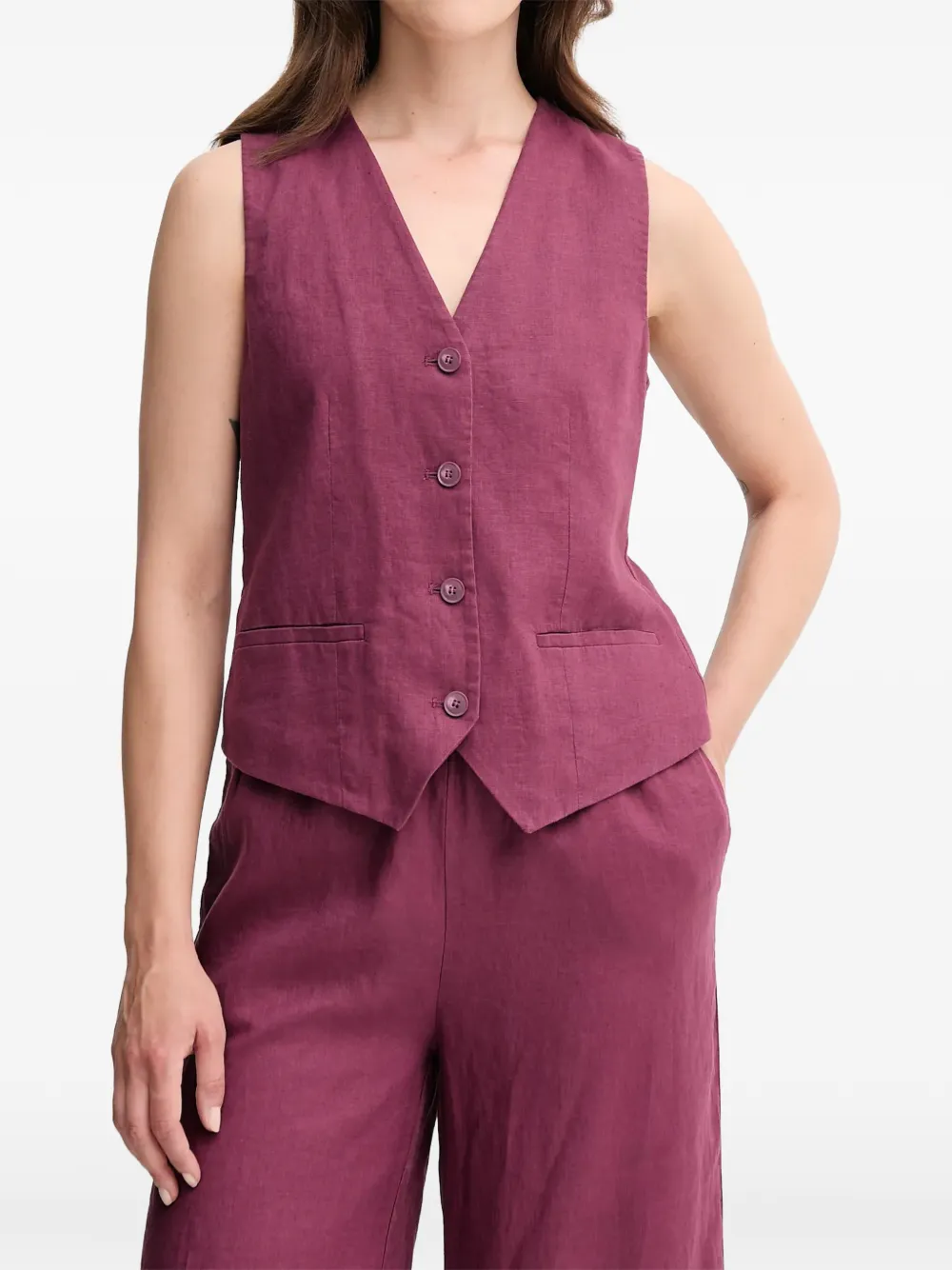 Benetton Gilet con scollo a V - Viola