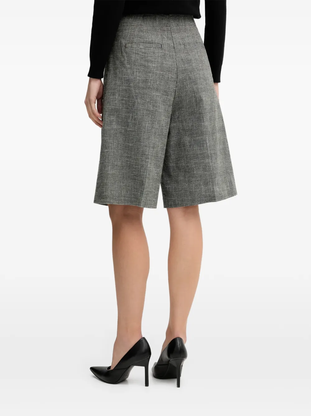 Benetton pleated plaid tailored shorts Grijs