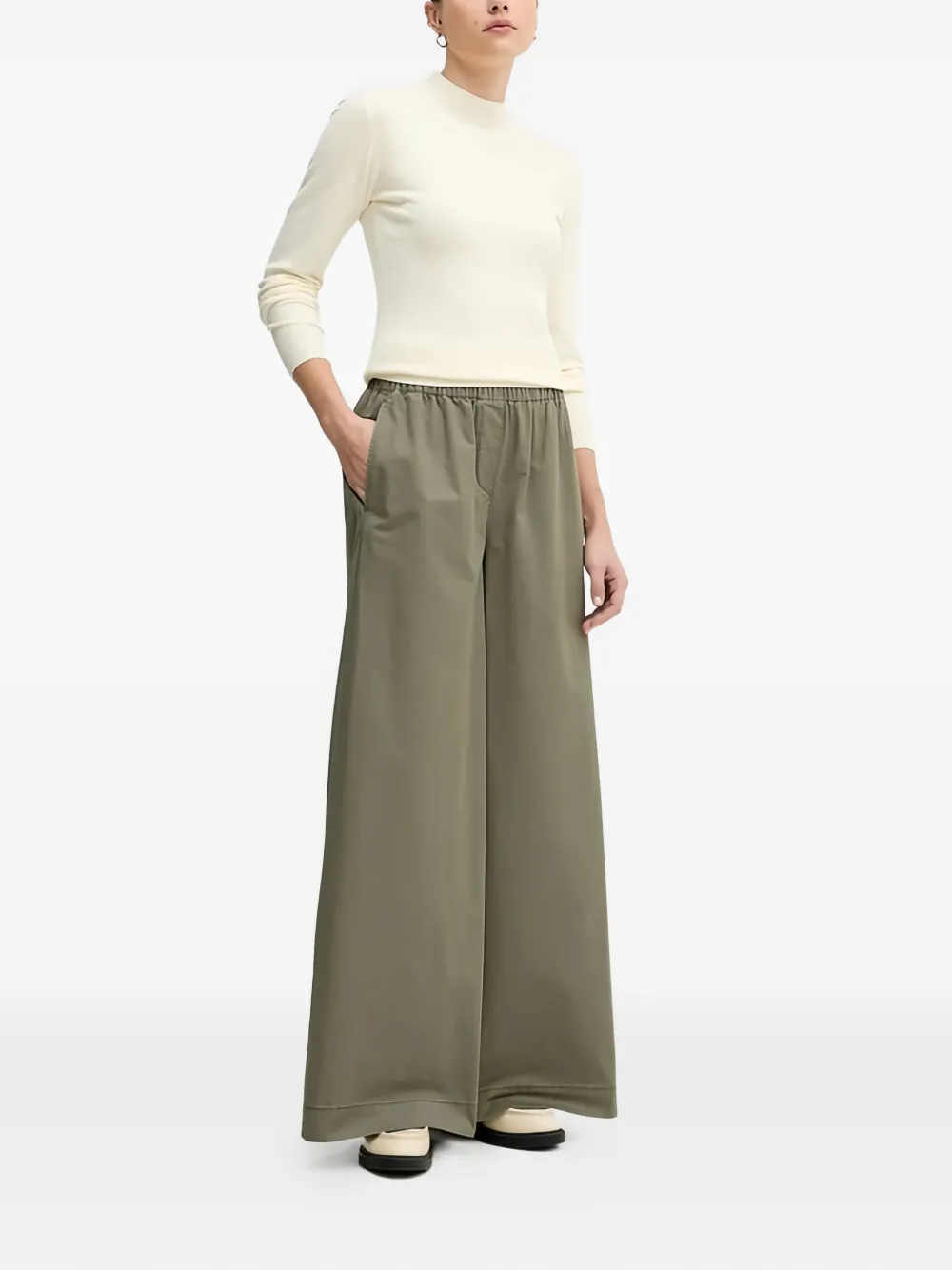 Benetton Broek met elastische tailleband Groen