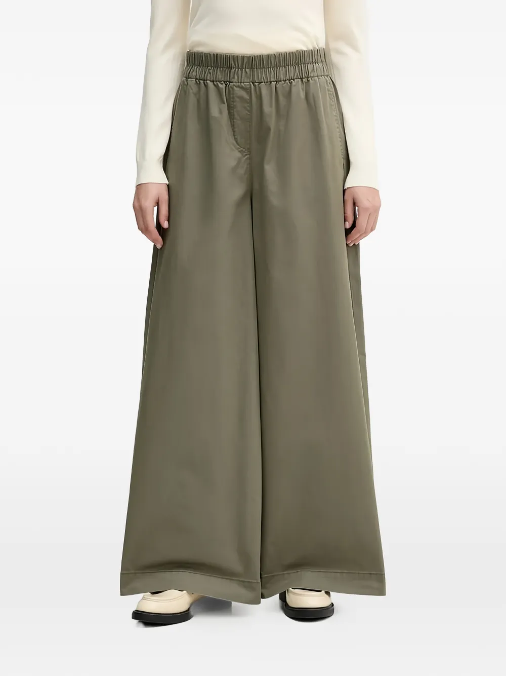 Benetton elasticated-waistband wide-leg trousers - Verde