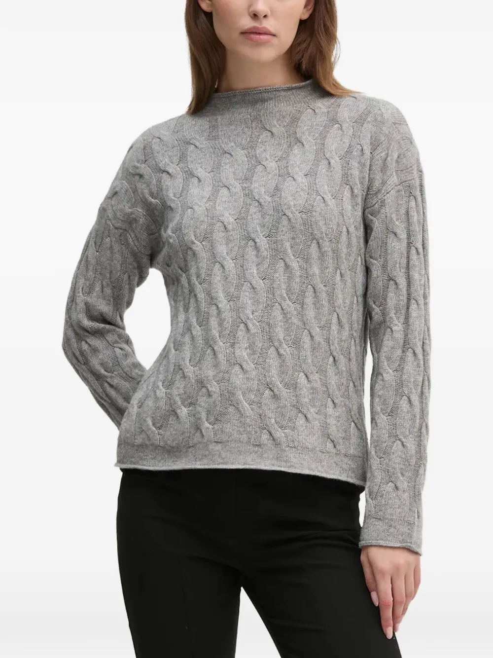 Benetton Cable Knit Jumper In Grey