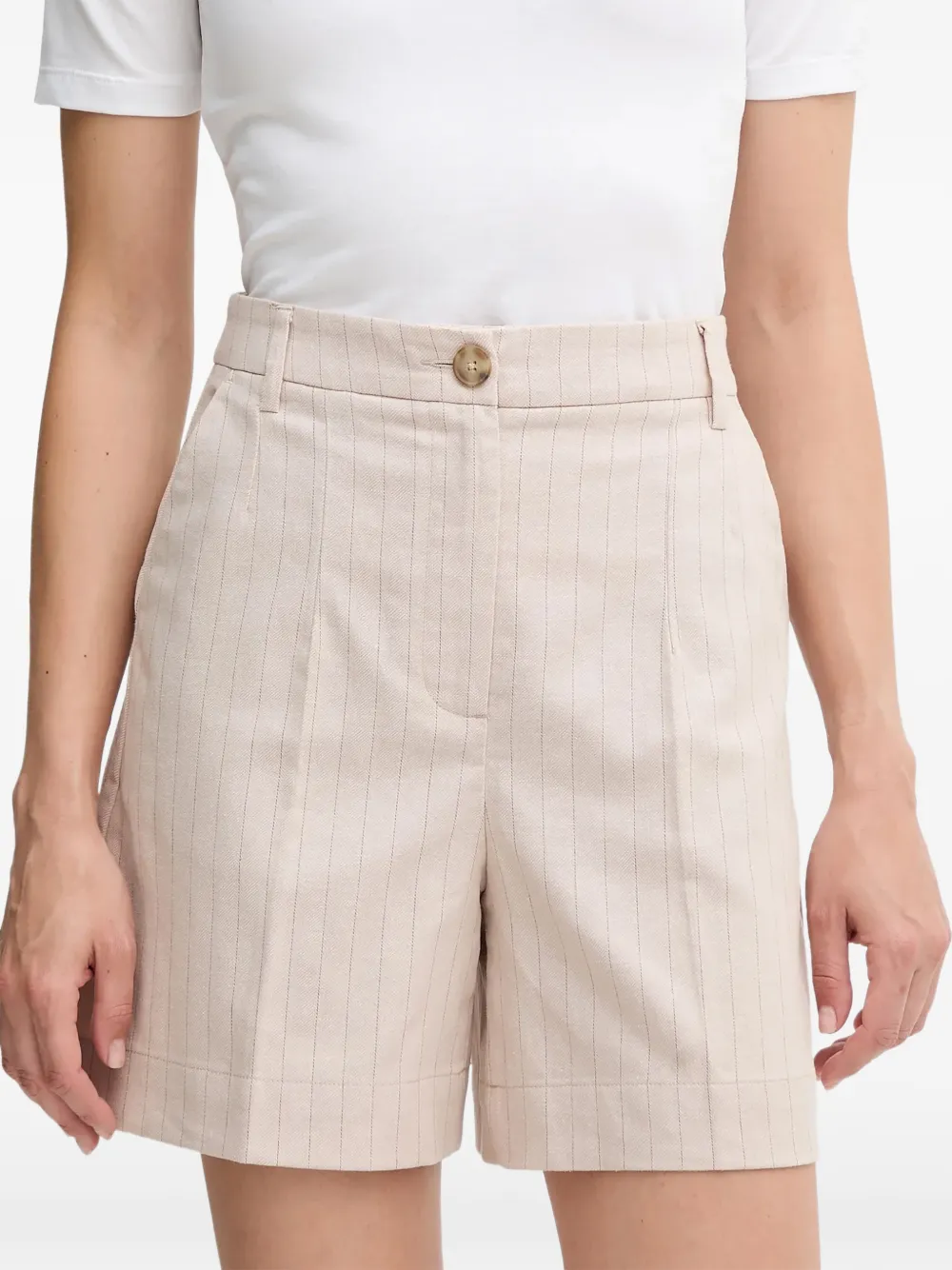 Benetton Pinstripe-pattern Tailored Shorts In Pink