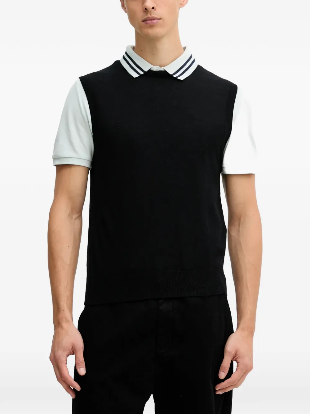 Benetton Wool Vest In Black