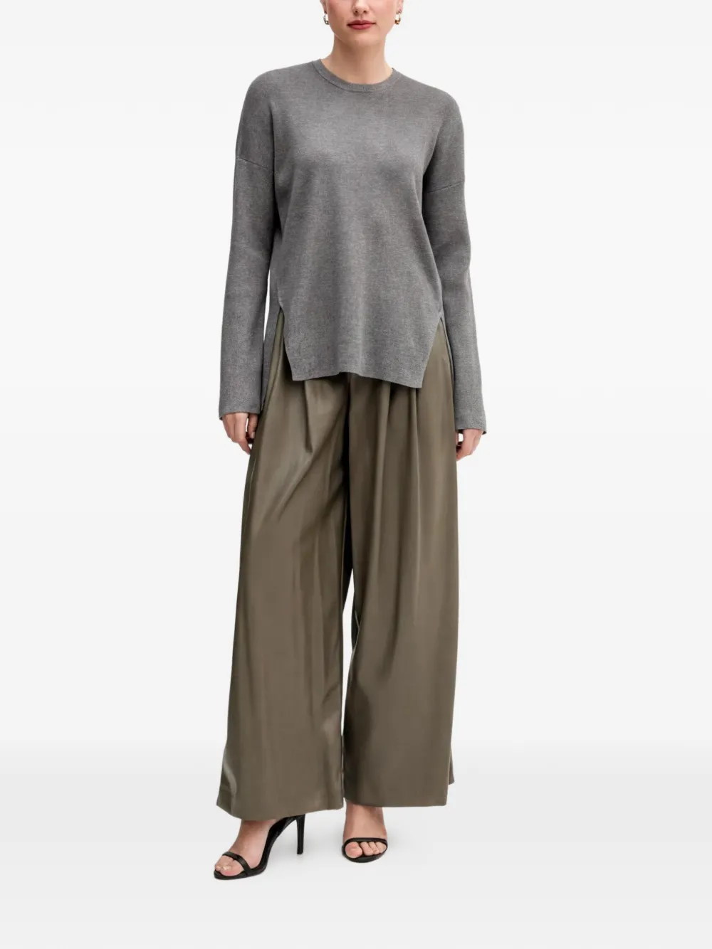 Benetton Broek met elastische taille Groen
