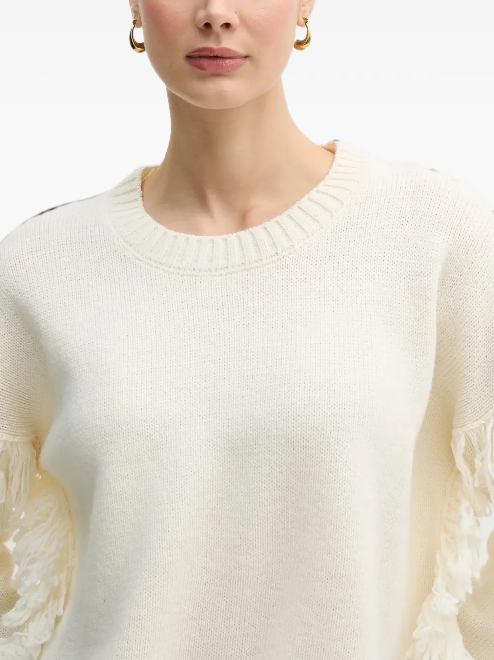 Benetton fringed sweater Beige
