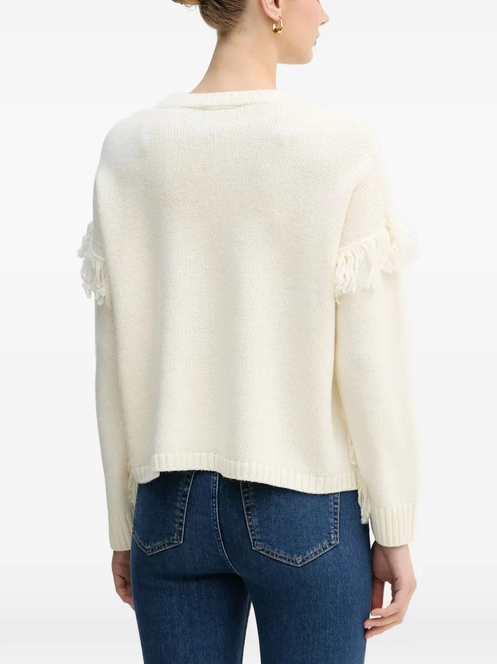 Benetton fringed sweater Beige